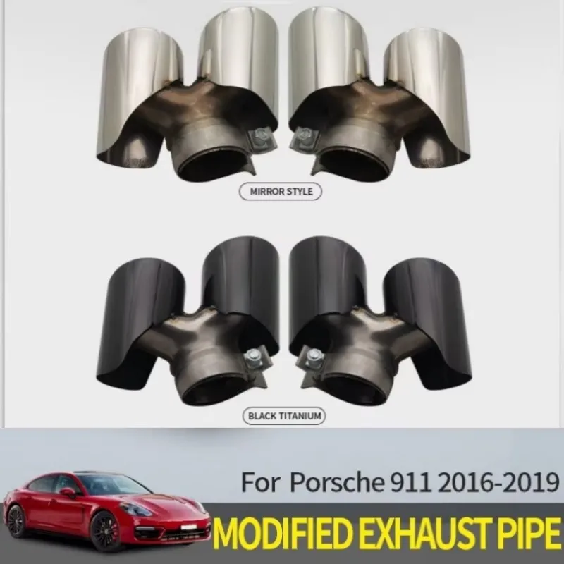 

Car Accessories Stainless modified exhaust pipe sports tail throat for 16-19 new Porsche 911 black titanium tail throat