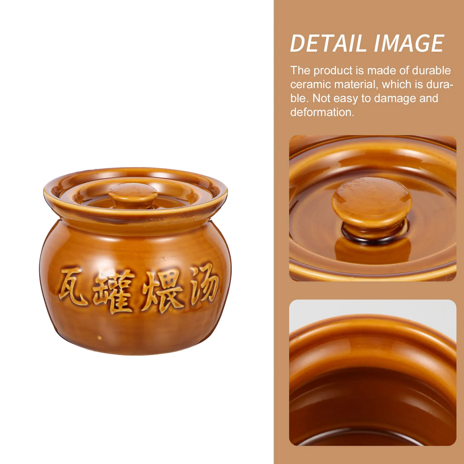 

Ceramic Soup Pot 400ml Material Smooth Surface Multi Function Stew Cup Kitchen Tableware Restaurant Use