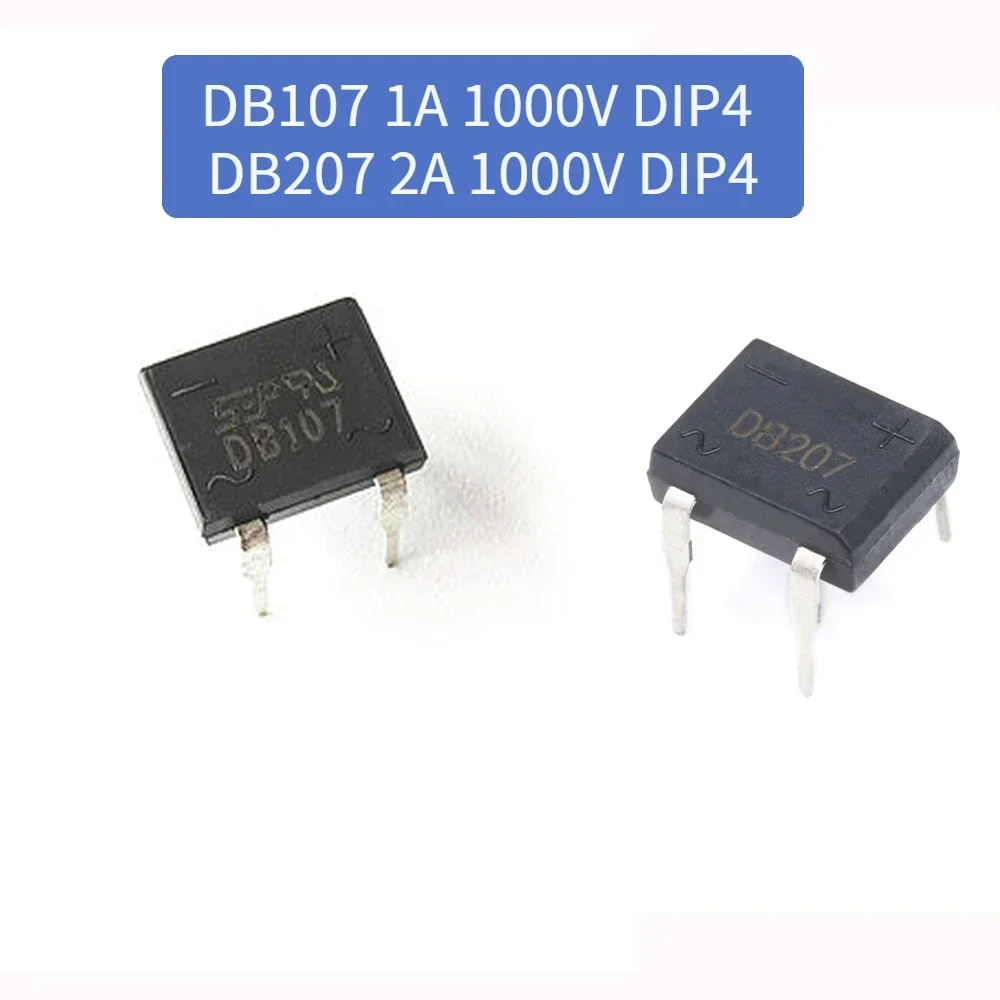 10/20/50PCS Single Phase Bridge Rectifier Kit DB107 1A 1000V DB207 2A 1000V DIP Power Electronic Components