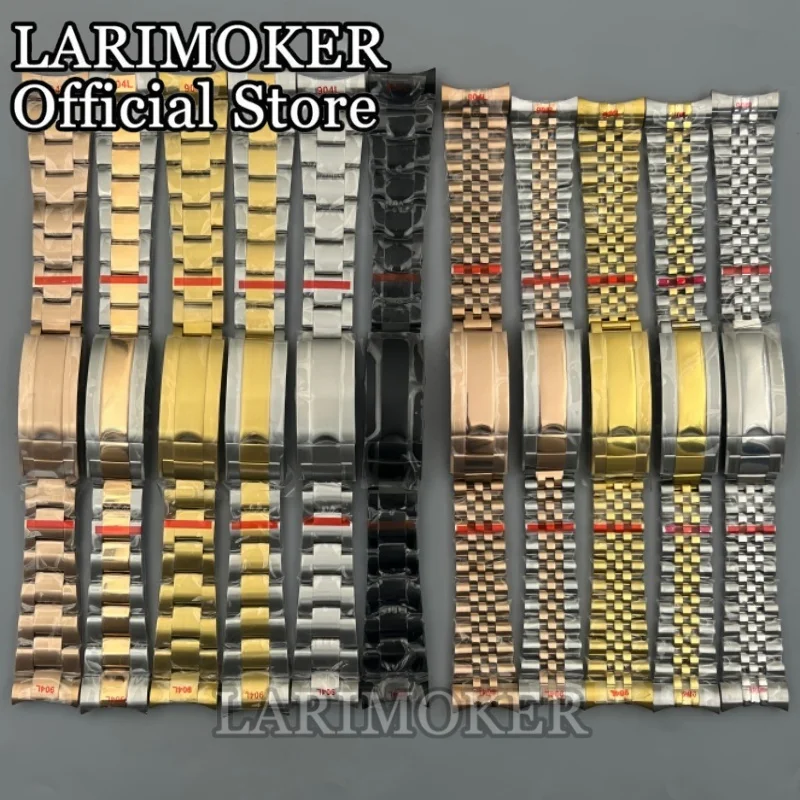 

21mm Silver Gold Rose Gold Black Watch Band Stainless Jubilee Oyster Bracelet With Gliding Lock Fit Larimoker 43mm SUB WatcCase