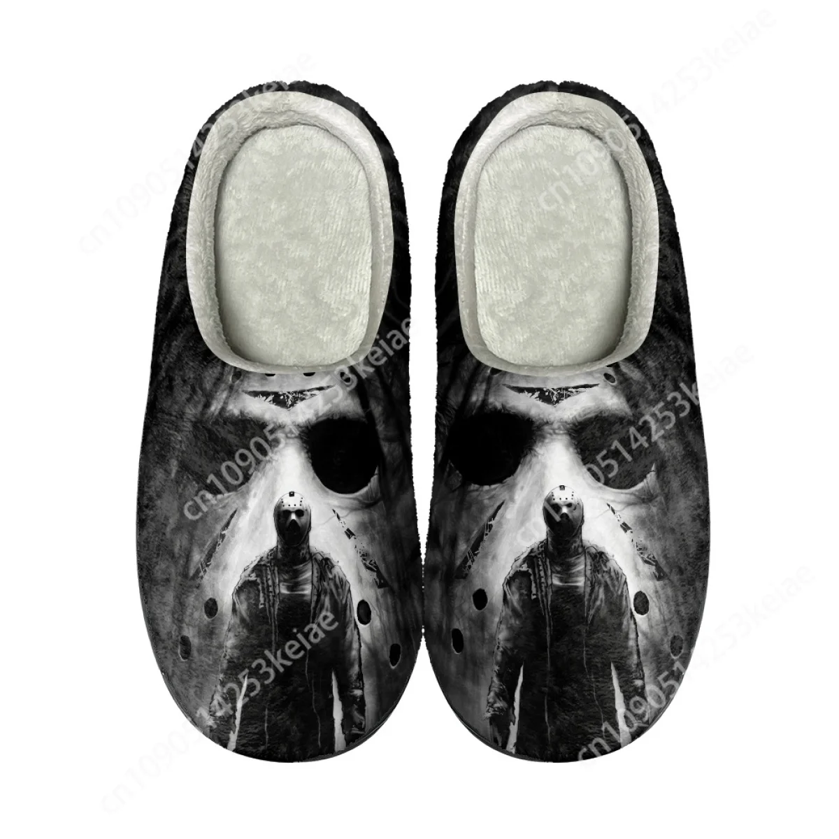 Custom Women Indoor Slippers Warm Home Slipper Horror Movie Jason Men House Flat Closed Toe Slides Bedroom Halloween Shoes