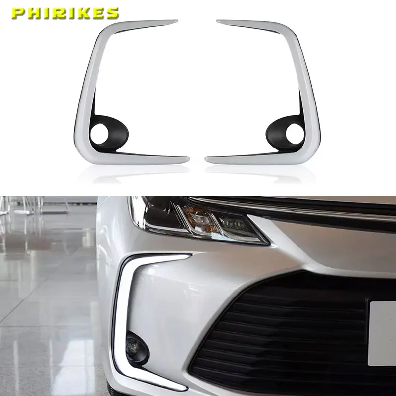 LED Daytime Running Lights for Toyota Corolla 2019 2020 DRL Front Bumper Fog Lamp Cover with Yellow Turn Signal style relay