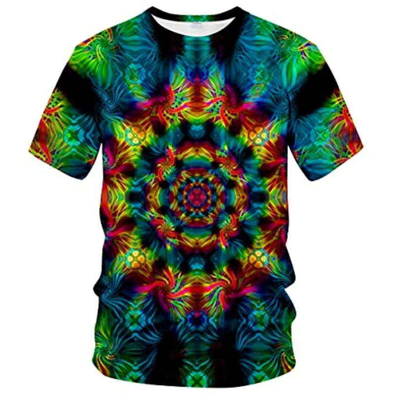 2024 New Summer  Psychedelic T-Shirt Men\'s 3D Cool Graphic Short Sleeve Tees Top