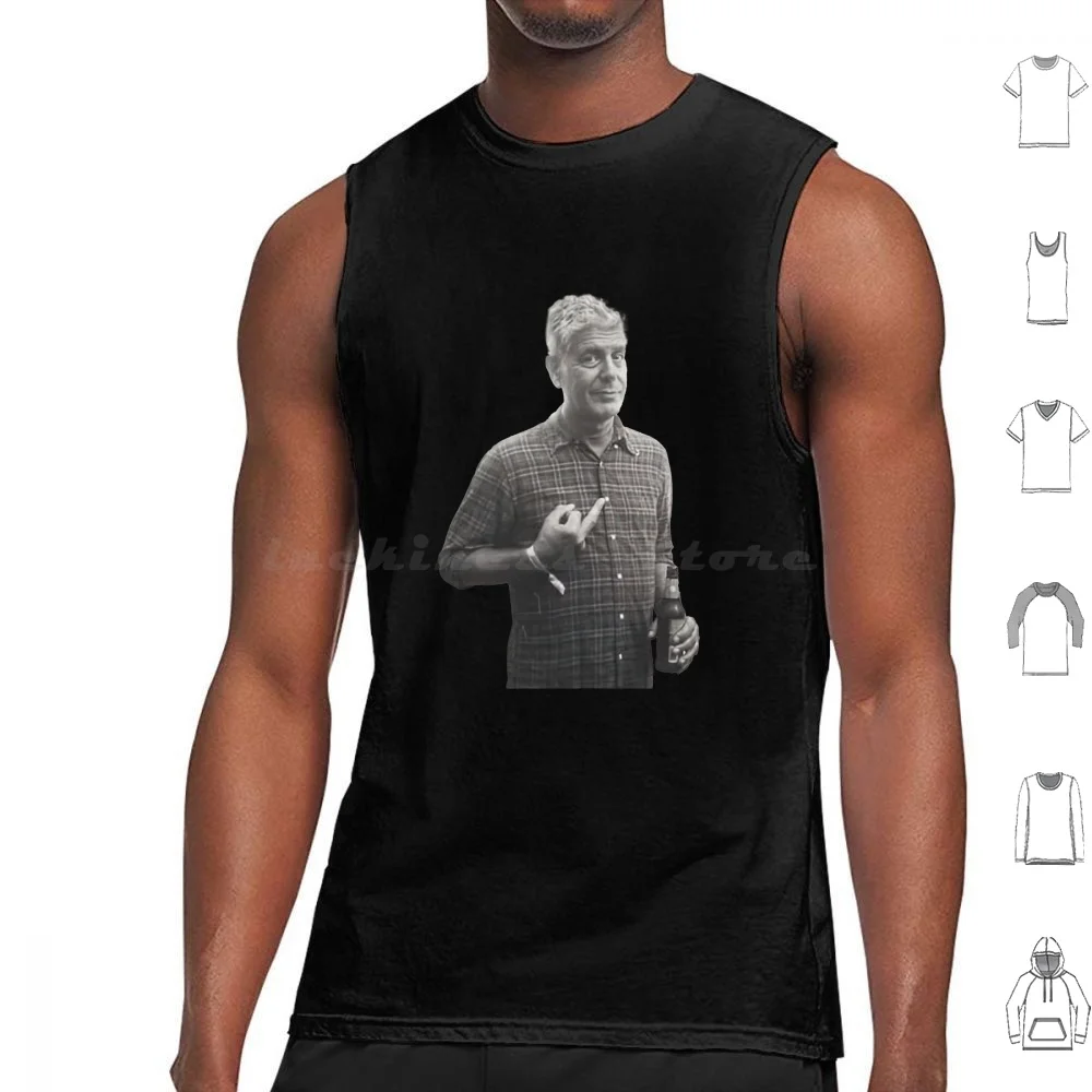 Anthony Bourdain Middle Finger Tank Tops Print Cotton Anthony Bourdain Bourdain Anthony Chef Food Vintage Cook Anthony