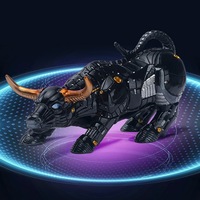 Black Miami Bitcoin Bull Resin Statues Wall Street OX Model Oraments Coins Badge Wealth Robot Cow Animal Home Office Art Decros