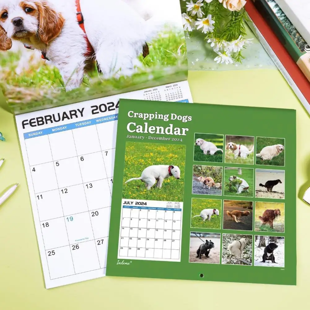 2024 Grappige Hond Poepen Muur Kalender Jan To Dec 2024 Maandelijkse Schema Planner Nieuwjaar Muur Crapping Hond Kalender Grappige Gag Cadeau