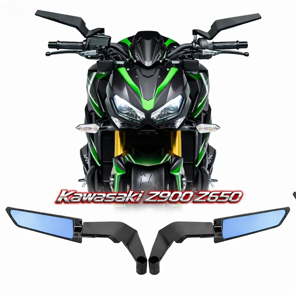 Foldable Motorcycle Wind Wing Stealth Rotate Side View Mirror For Z1000 Z900 Z800 Z750 Z650 Z400 Z300 Z250 Z125 Shockproof​