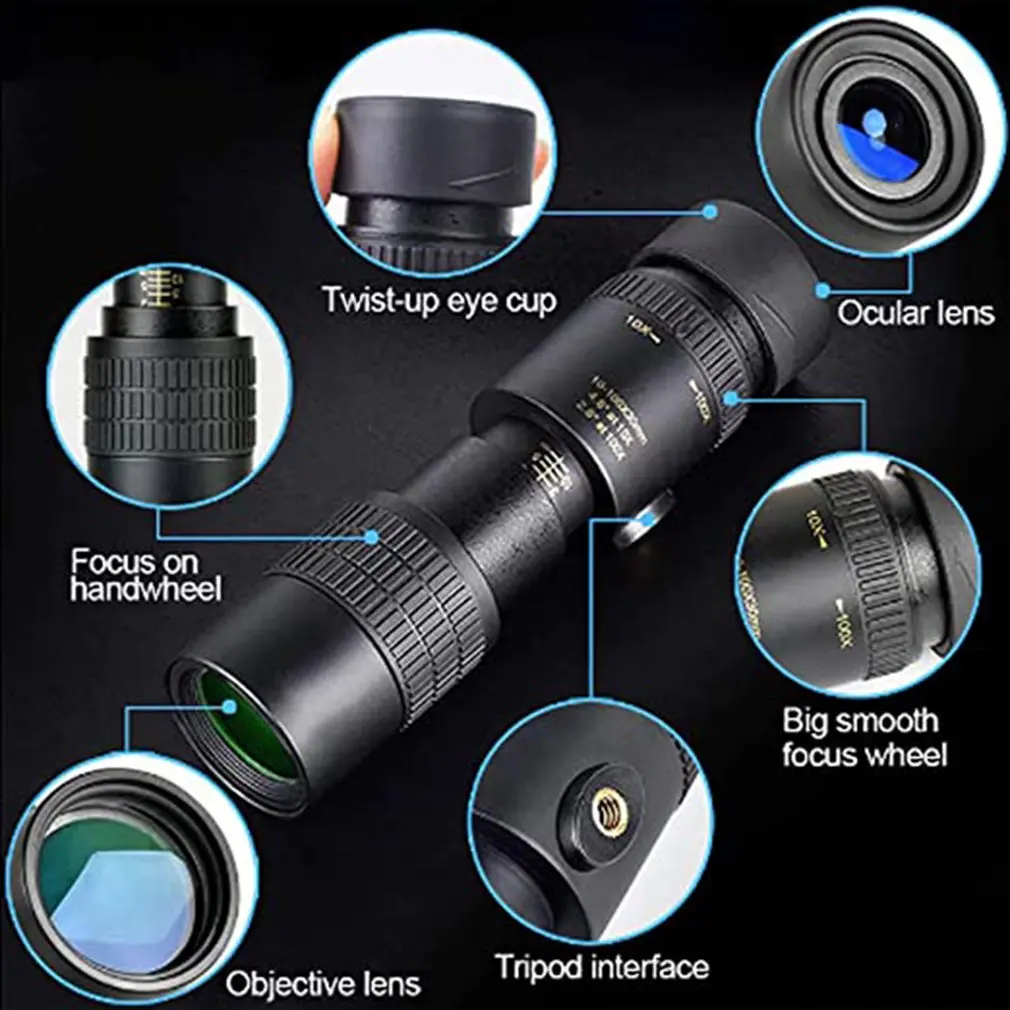 10-300X40 High Magnification High Definition Telescopic Zoom Mini Telescope Monocular Mobile Phone