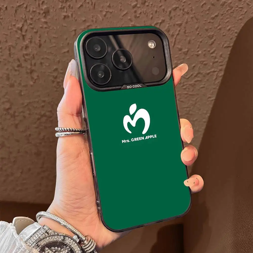 حافظة هاتف MGA M-Mrs GREEN APPLE Lilac لهاتف iPhone 17,16,15,14,13,12,11,Pro,Max,Plus,E,Air, Mini Black Tpu