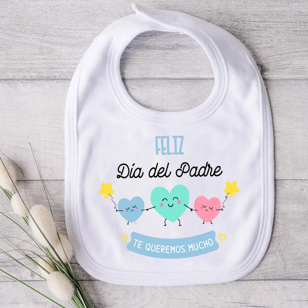 Father\'s Day Baby Boys Girls Bib Lovely Print Toddler Burp Cloths  Fathers Day Present To Baby White Cotton Feeding Bibs