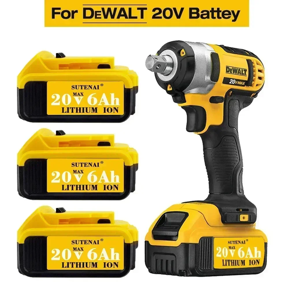 2023 อัพเกรด DCB200 20V 6000mAh แบตเตอรี่,สําหรับ Dewalt 18V DCB184 DCB200 DCB182 DCB180 DCB181 DCB182 DCB201 เครื่องมือแบตเตอรี่