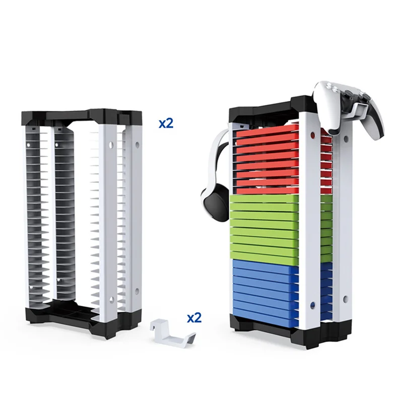 

Ingenious-For Switch/PS4 Disk Organizer With Headphone Hook PS5 Game Disc Multifunctional Double Storage Disk Holder CD Storage