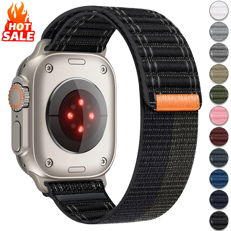 Nylon Strap for Apple Watch Band Ultra 2 49mm 46mm 45mm 41mm 44mm 42mm Wave Loop Bracelet for IWatch Series 10 9 8 7 6 SE 5 4 3