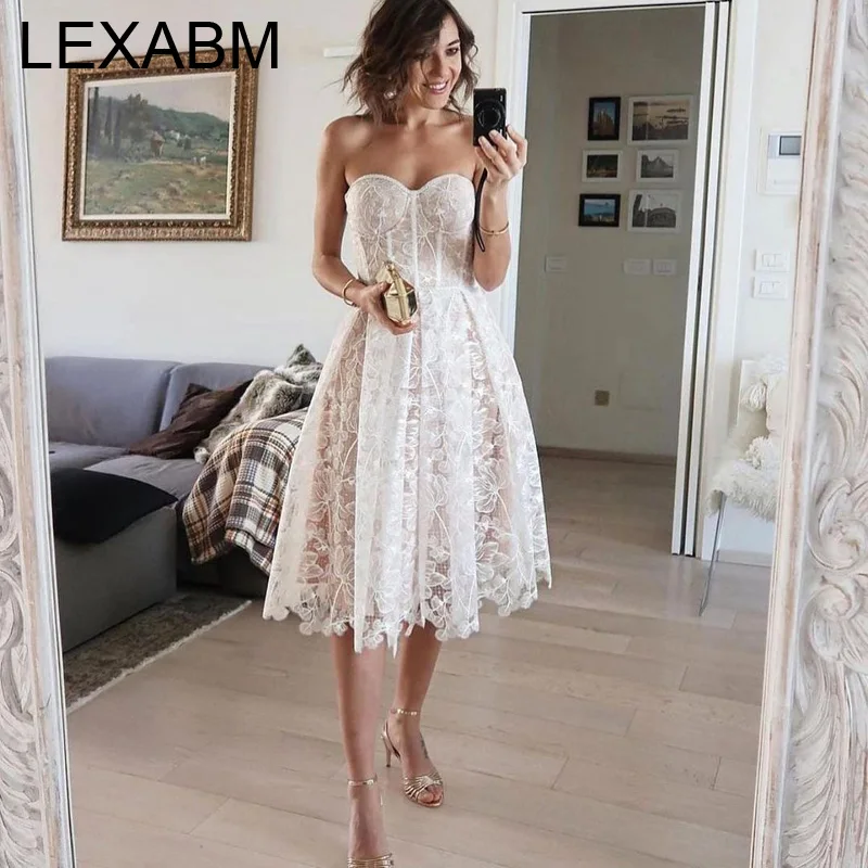 Elegant Lace Embroidered Off the Shoulder A Line Dress Women Evening Party Prom Sweet Backless Sleeveless Dress Wedding