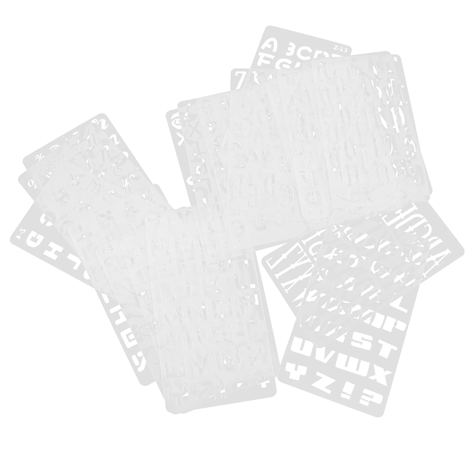 20 folhas modelo de combinação de letras régua estêncil branco grande alfabeto molde pintura reutilizável pet diy