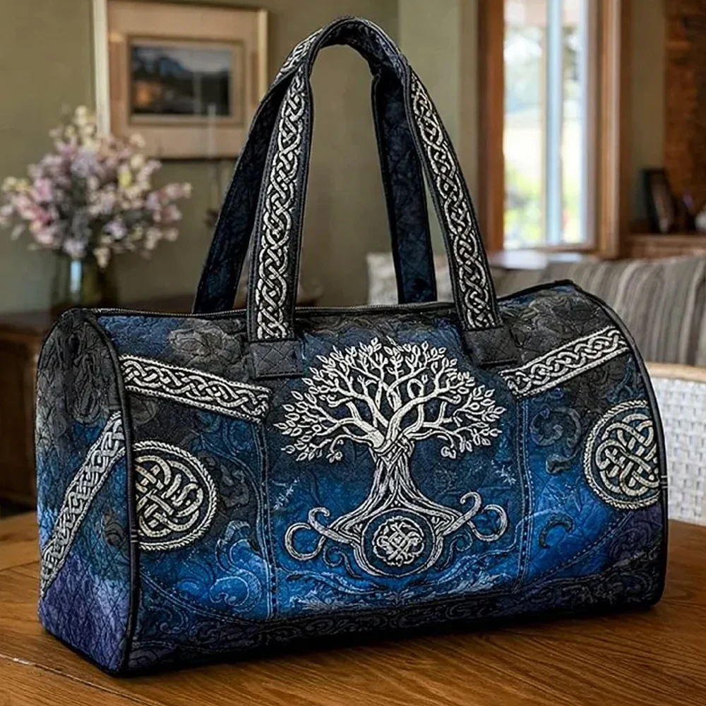 Tree of Life Quilted Duffle Bag Bohemian Style Travel Tote Sports Gym Bags Women Men Weekender HandBag