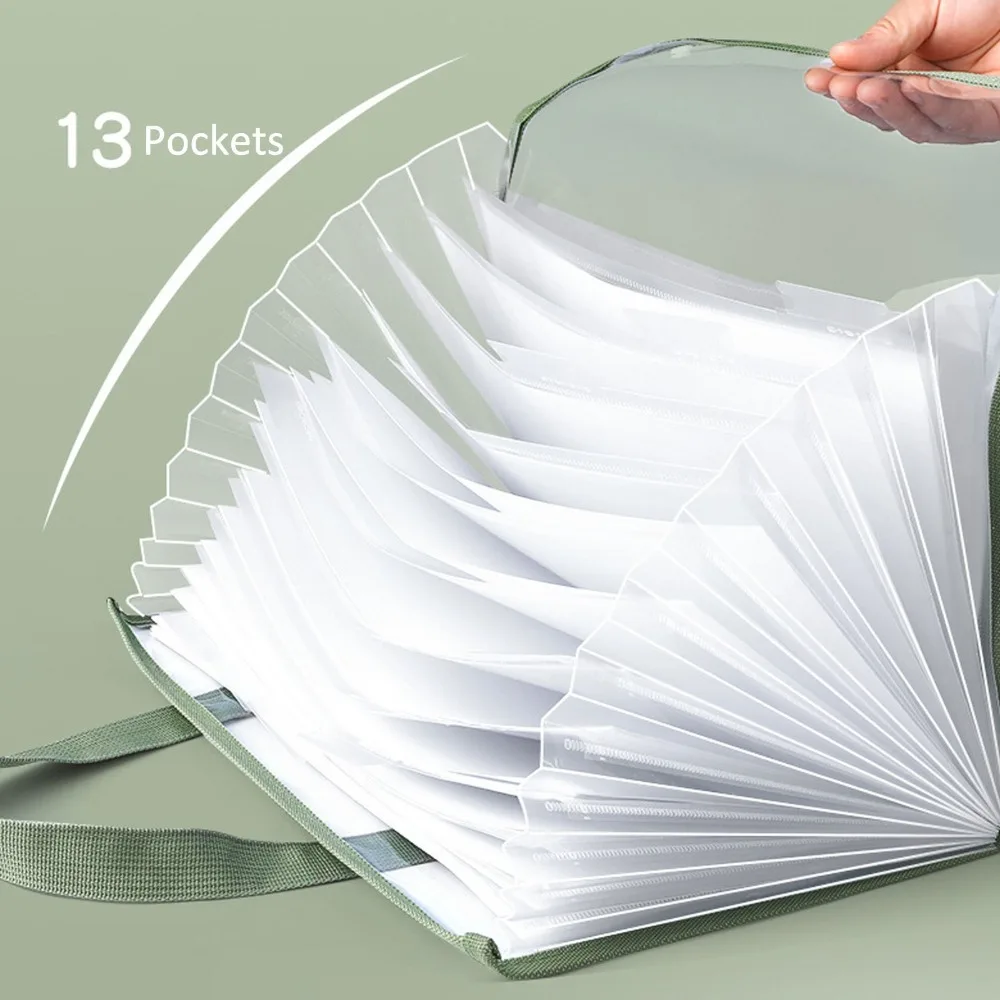 13 zakken accordeon bestandsmap transparante waterdichte bestandsmap flip ontwerp grote capaciteit documententas voor schoolkantoor