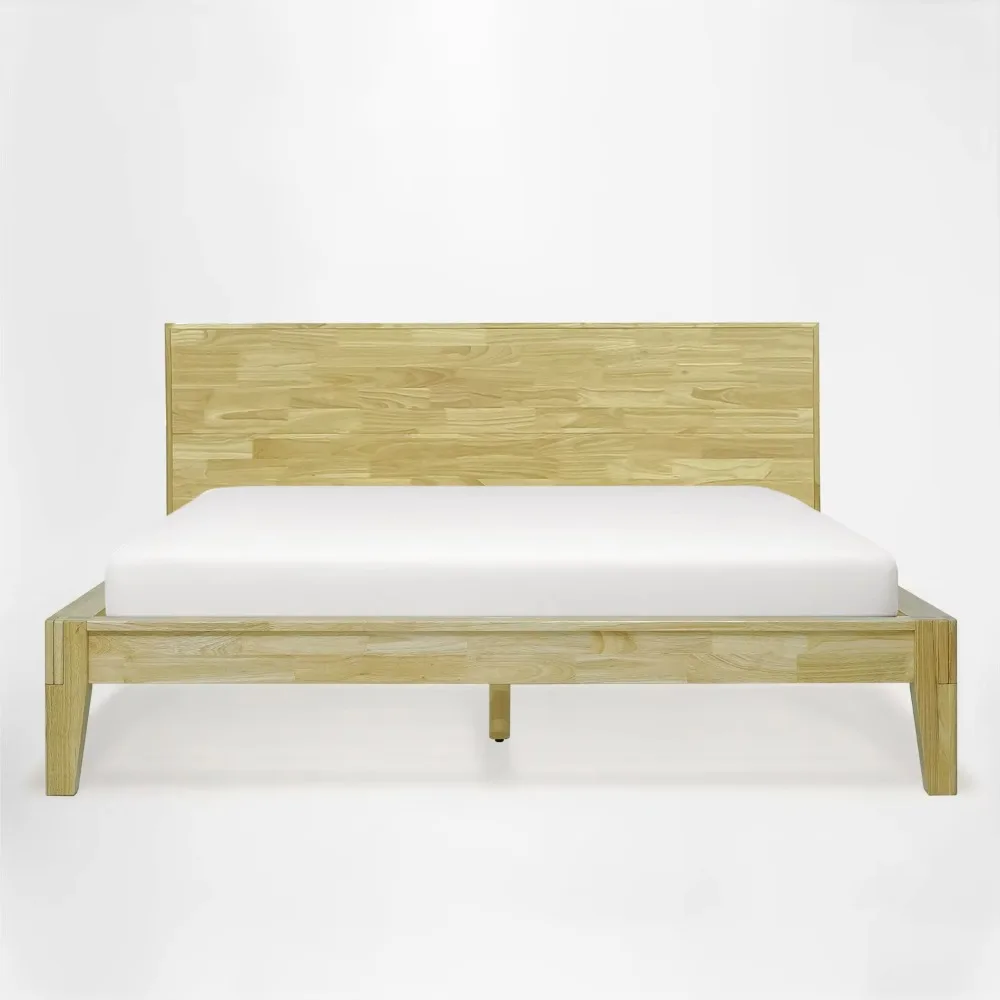 Japanese Joinery Tool-Free Wooden Bed Frame Rubberwood Minimalist Bedroom Furniture Platform Bed Wholesale For Home Hotel Decor