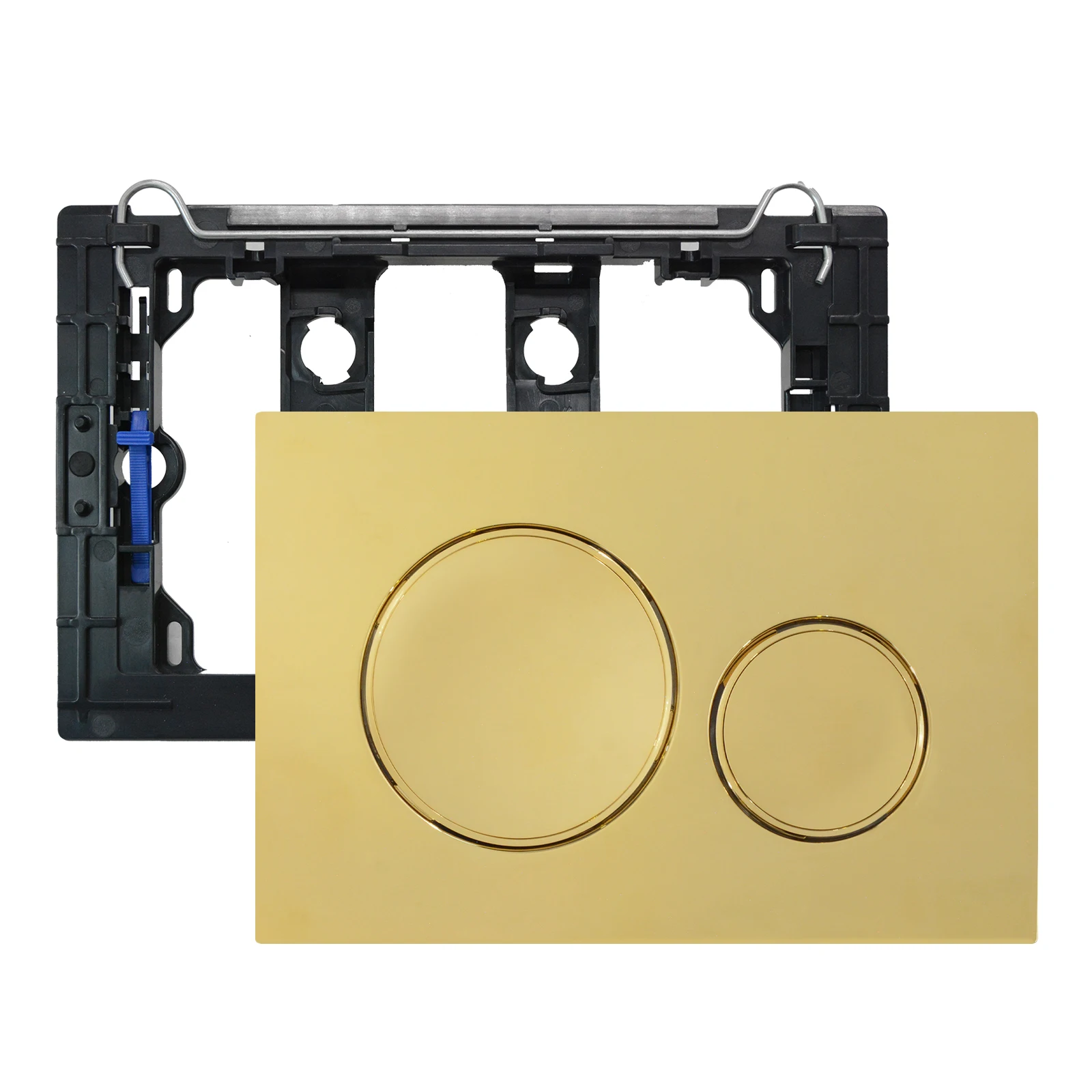 Flushing Plate with Flush Lever Set and Mounting Frame, Fits Geberit Sigma 20 Actuator Plate Spare Parts, Dual Flush Matt Golden