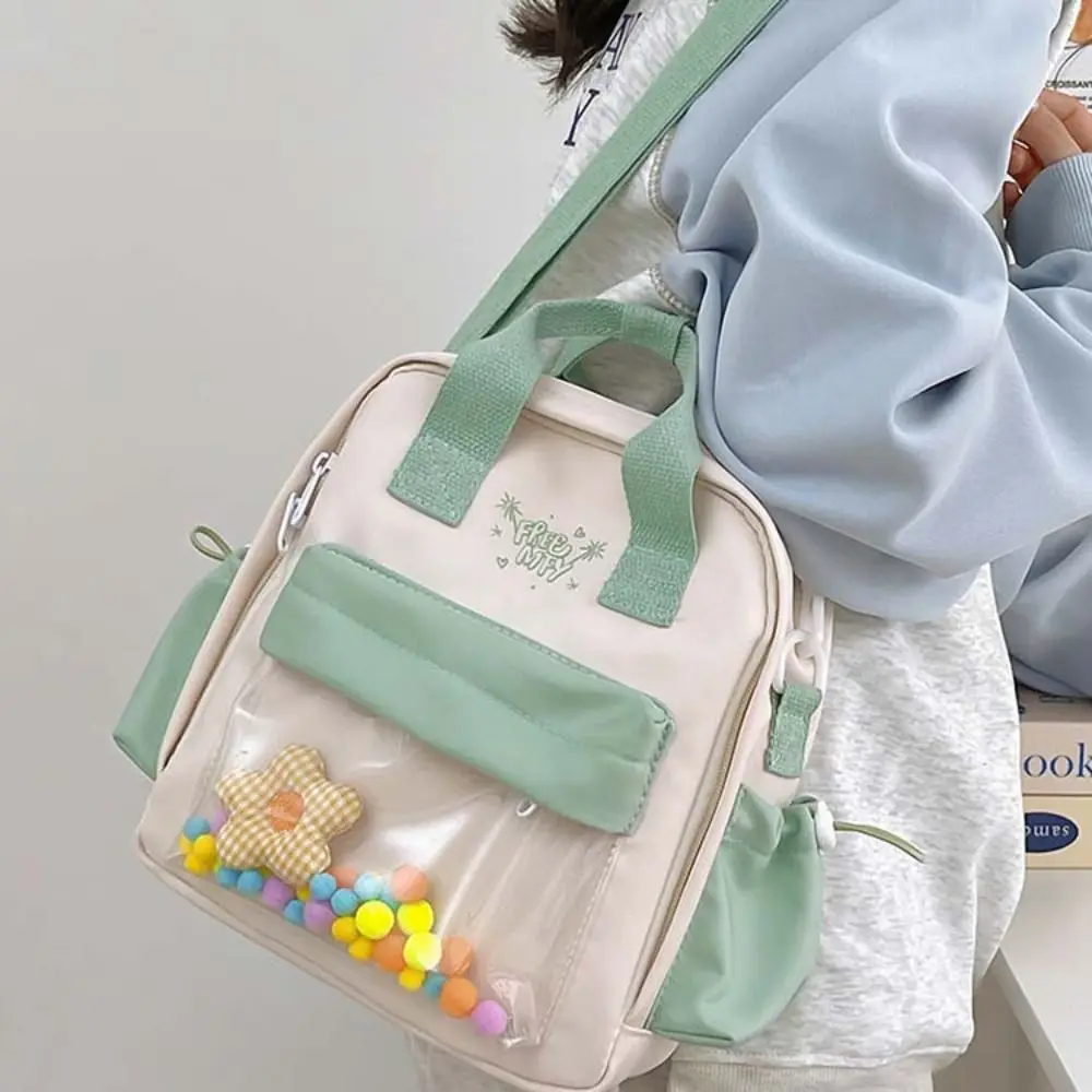 Borsa da scuola tascabile trasparente in Nylon con cerniera giocattoli trasparenti di grande capacità zaino Color caramella multifunzionale in stile giapponese