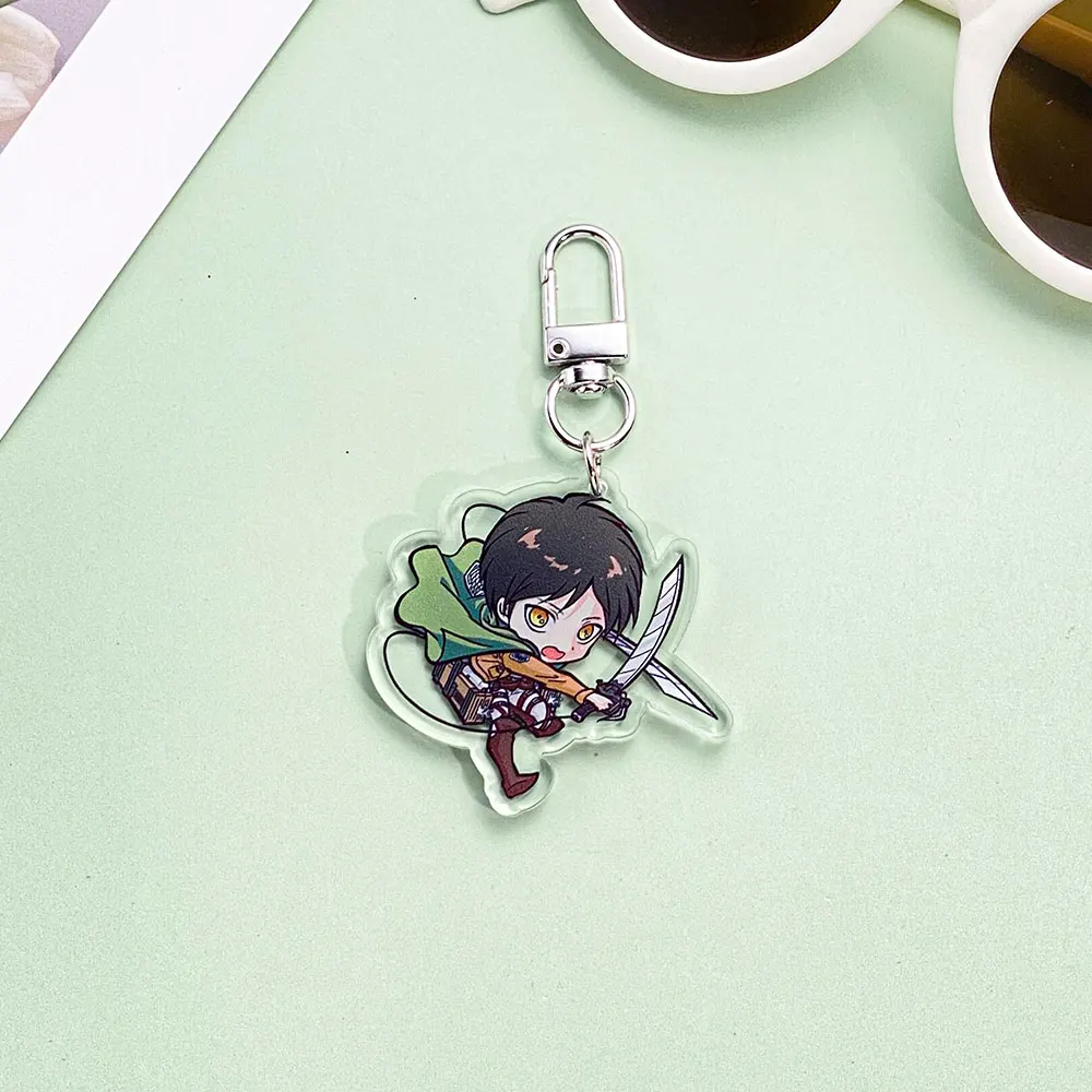 1/7Pcs Anime Figures Attack on Titan Acrylic Keychain Accessories Cute Bag Charm Keyring Funny Backpack Pendant Decoration Gifts
