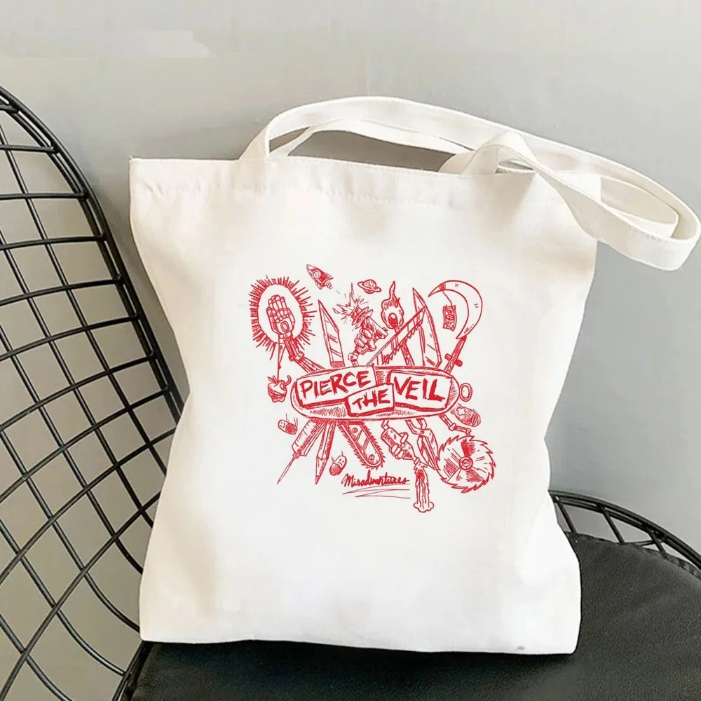 Pierce the Veil tote bag totebag shopping y2k sac cabas reusable woman