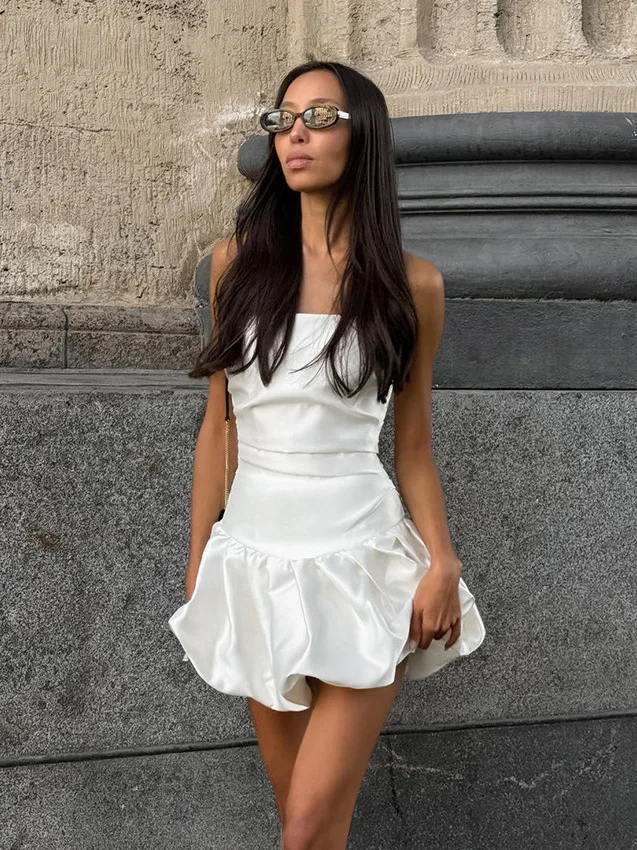 Vestido de Tulipán Ajustado de Moda para Fiesta de Cumpleaños, Sin Tirantes, Cintura Alta, Falda en Línea A, Estilo Discoteca...