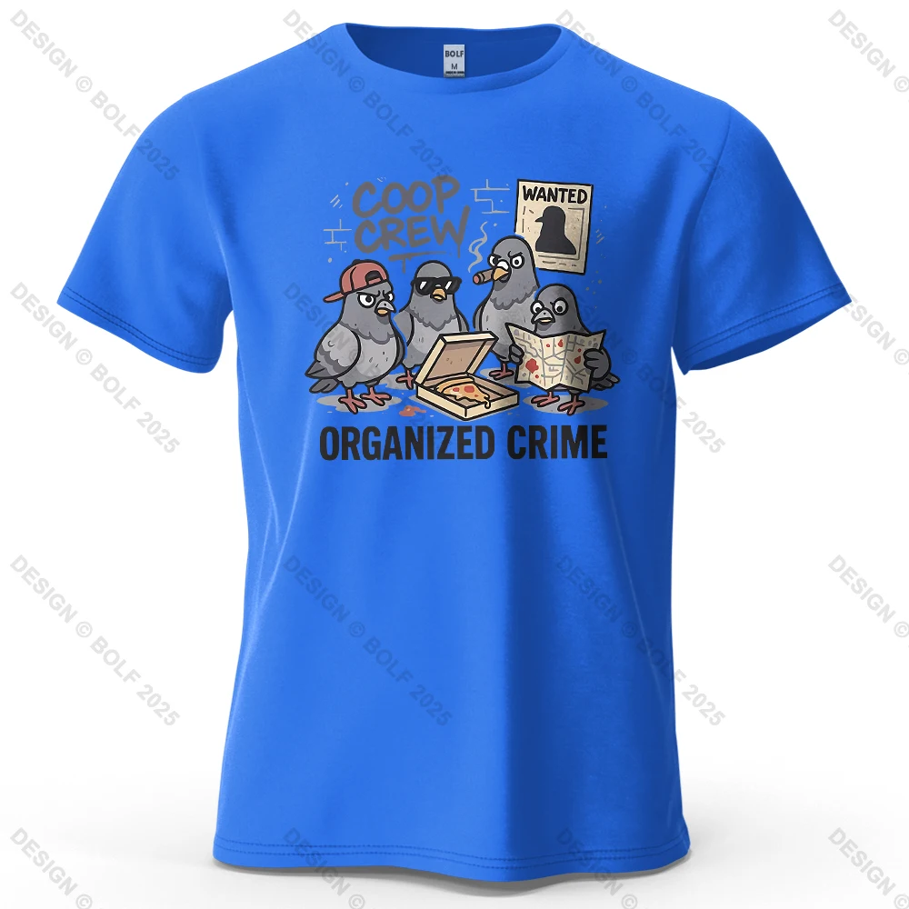 Pigeon Help Cartoon Printed Round Neck T-shirt Casual Party Women's Top T-shirt Street Clothing Breathable Skin Friendly