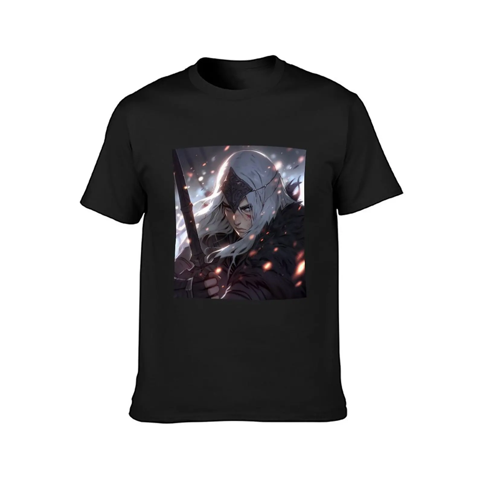 Fantasy White Haired Elven Warrior Anime Girl T-Shirt plus size tops blacks oversized sublime oversized t shirt men