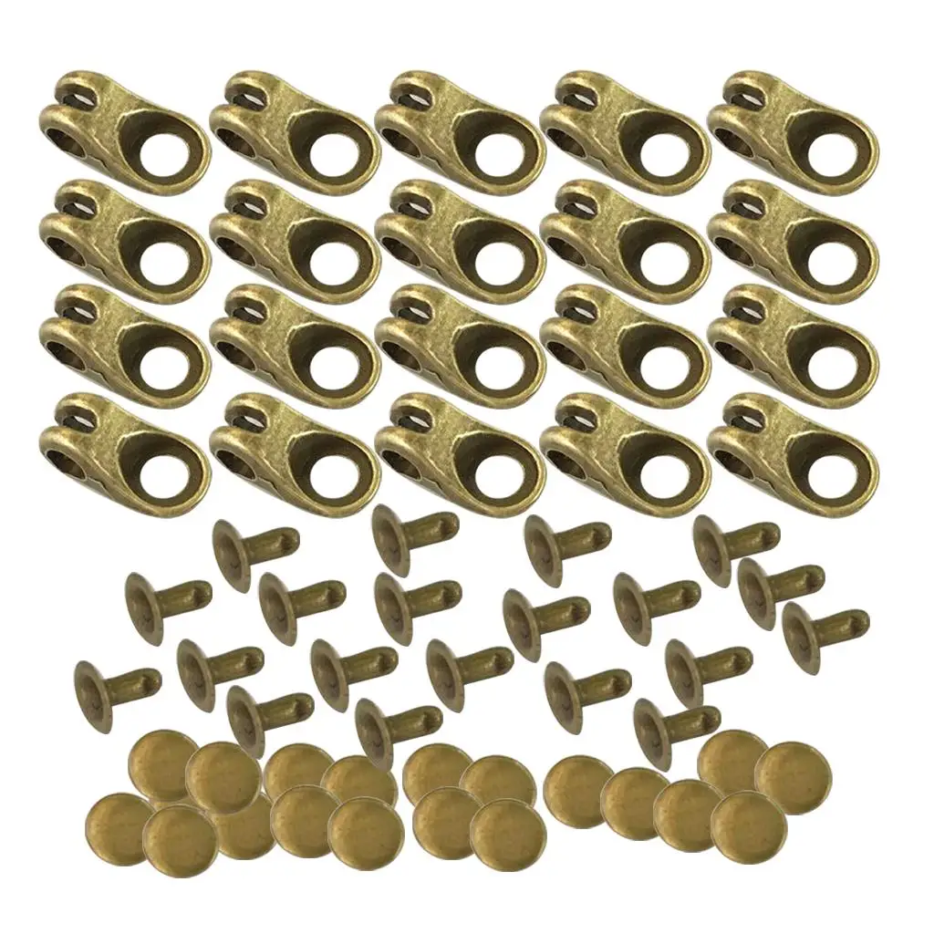 20 Sets Bronze Boot Lace Hooks Lace Fittings with Rivets for Climb Hiking Shoes Work Outdoor Mountaineering Boots