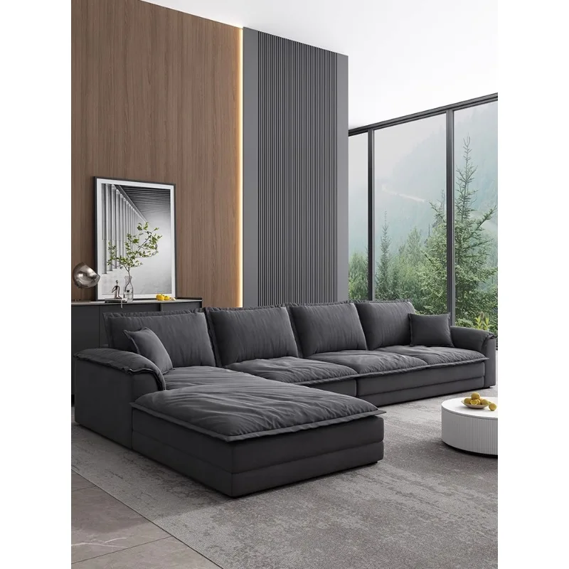 Furniture  living room sofas roomItalian style straight-line oversized black Soft and comfortable Leisure time sleeping