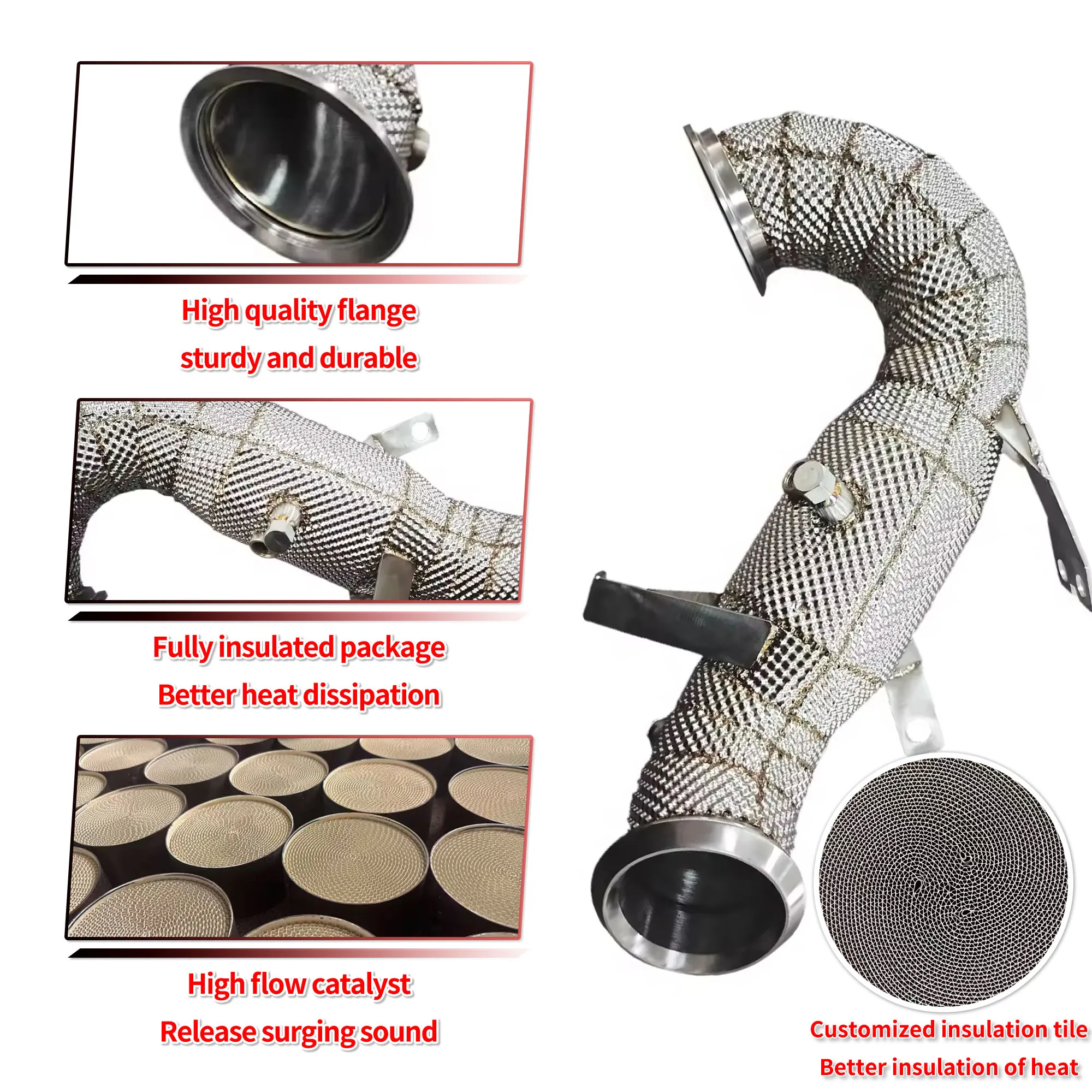 HEO الفولاذ المقاوم للصدأ Catted Heatshield النازل لمرسيدس بنز A45 A45S AMG W177 M139 2.0T 2019 + سباق النازل
