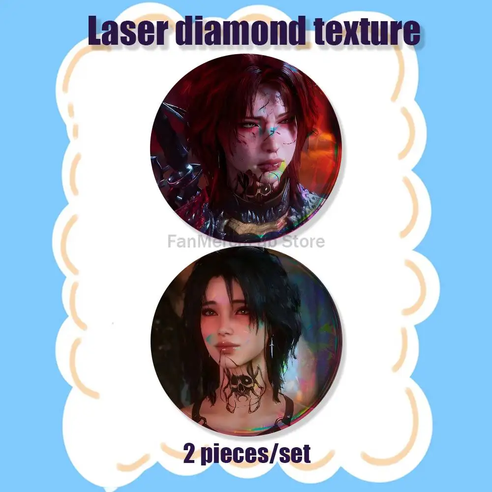 E-Evelyn B-Baldur 2-piece set Enamel Pins Cartoon Anime Badge Fashion Jewelry Accessories Round Snap-in Brooch on Backpack
