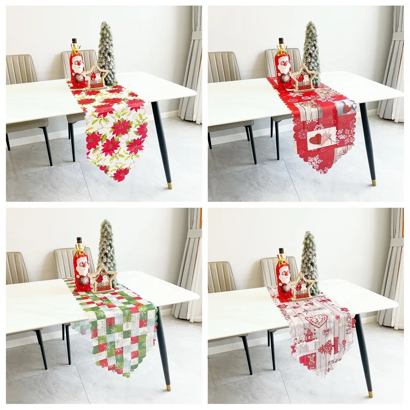 33x180cm Christmas Holiday Party Table Runner Polyester Printed Tablecloth Dining Table Decoration Supplies