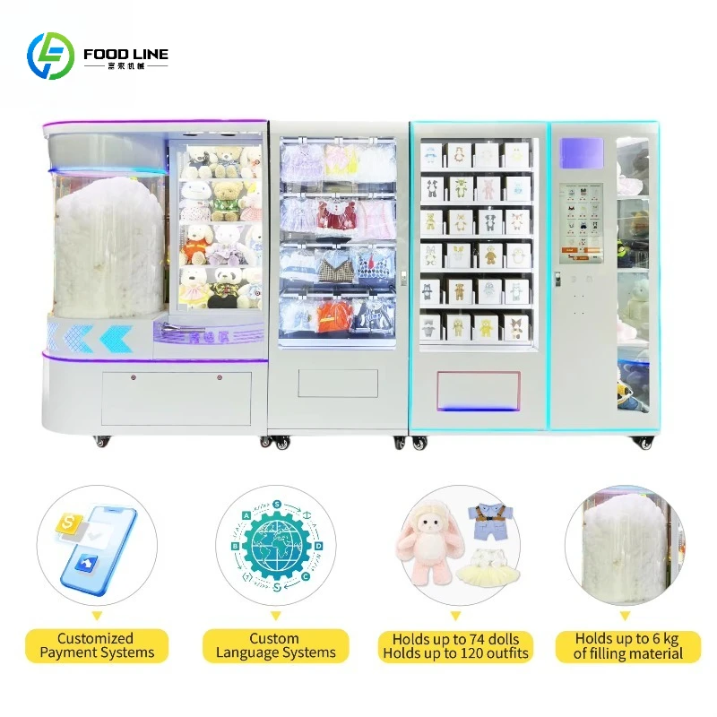 World's First Smart Touch Screen Toy Vending Machine Combine with Self-service DIY Plush Toy Stuffing Machine Custom Logo