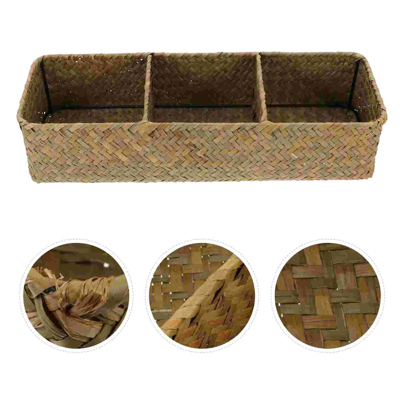 

Woven Storage Box Basket Hampers Laundry with Lid Fruit Sundries Organizer Home Container Shelf