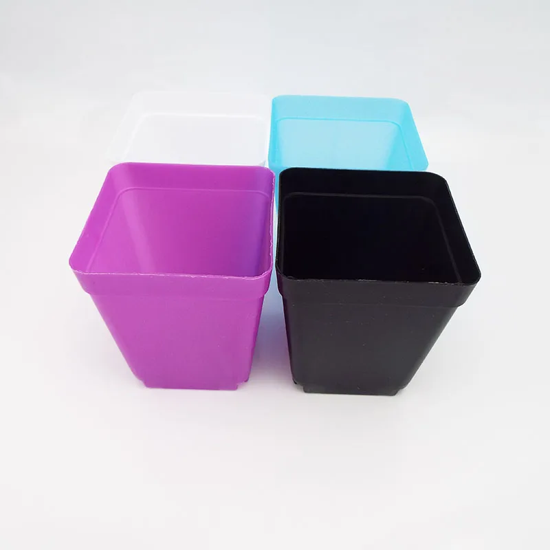 4 Colors Small Square Flower Pots Nursery Garden Desk Home Decor Trays Plastic Mini Pot Creative for Succulent Plants 8x7x5cm D1