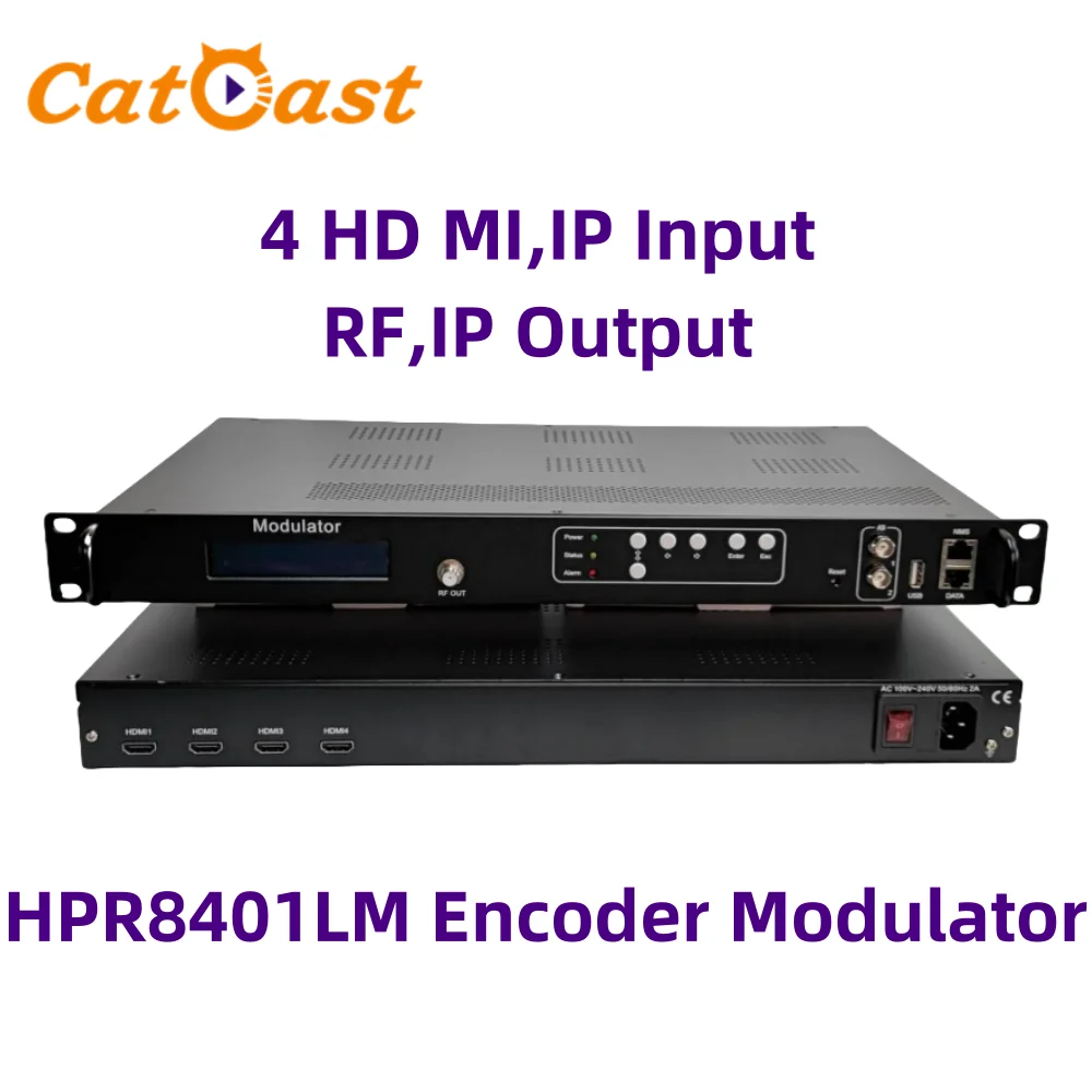 MPEG-4 multiplexante, 4/8 canales, HD, MI, Entrada IP, DVBT, salida ASI, UDP y RTP, codificador IP, MODULADOR