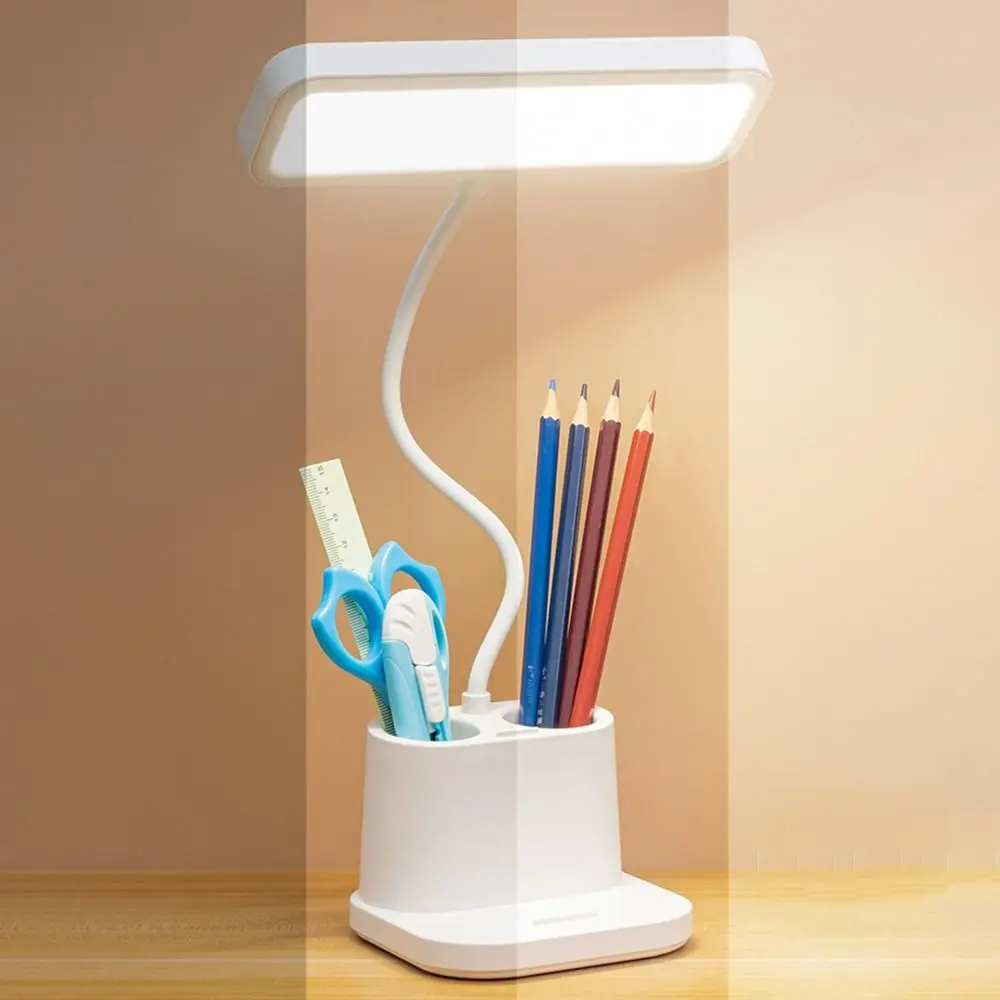

Adjustable Penholder Desk Lamp 3 Colors Eye Protection Tabletop Reading Lamp with Pen Holder&Phone Holder Non-slip Night Light