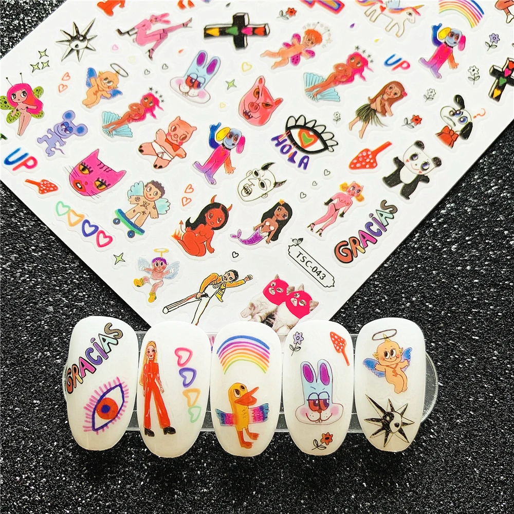 

TSC series TSC-043 Angel Rabbit 3D Back glue Self-adhesive Nail art Nail sticker decoration tool Sliders For Nail Decals