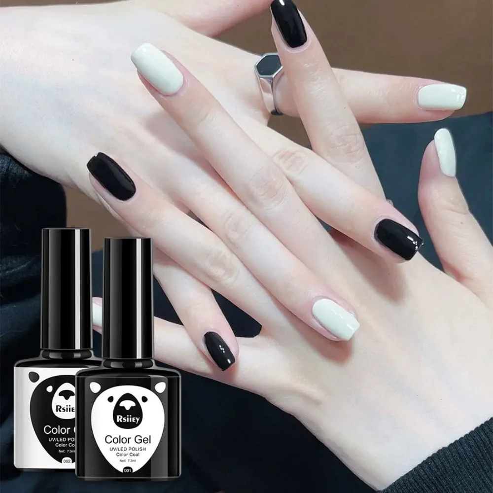 Vernis-esmalte de uñas en Gel, barniz semipermanente, lámpara Led, capa superior, Color blanco y negro, 8ml