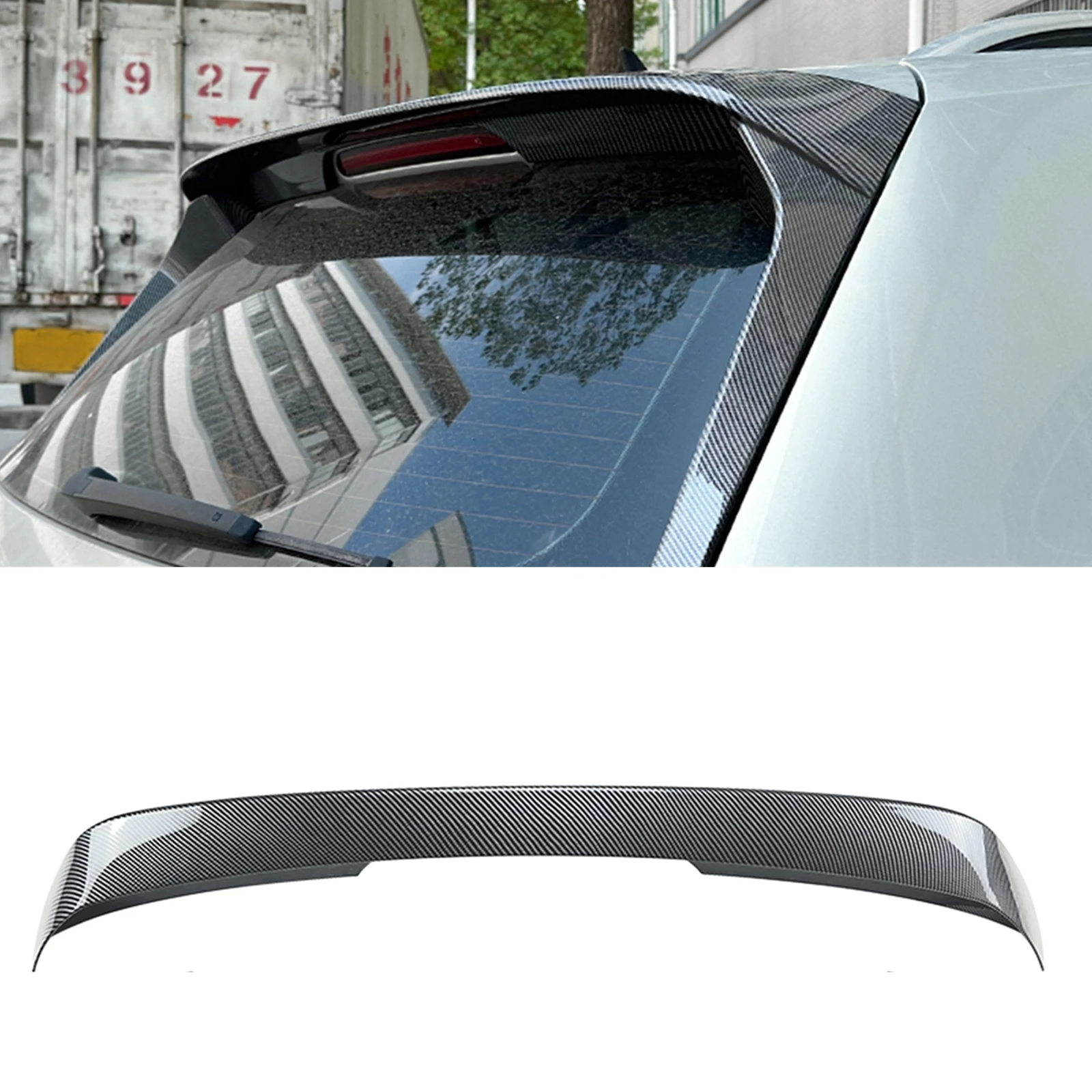 

Rear Roof Spoiler Wing For Volkswagen VW Tiguan MK2 2017-2023 Rline Carbon Fiber Look/Gloss Black Tailgate Upper Splitter Lip