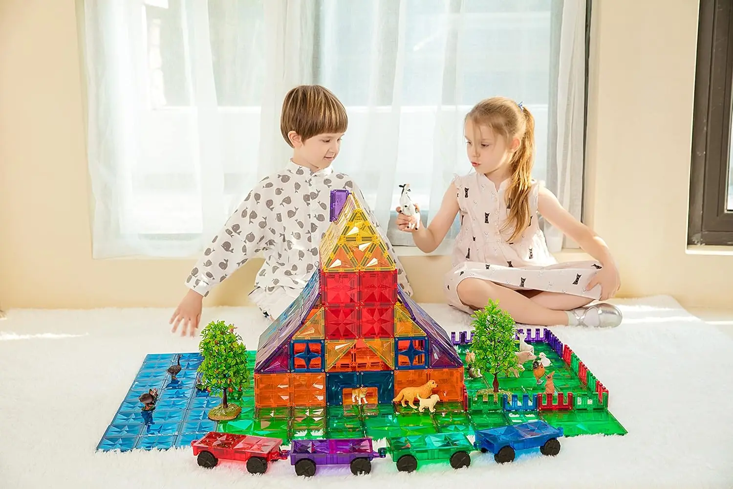 182PCS 프리미엄 MagneticTiles, MagnetTiles, STEM 인증, MEGA MagnetTiles, 자기 블록, 자기 빌딩 블록, Magne