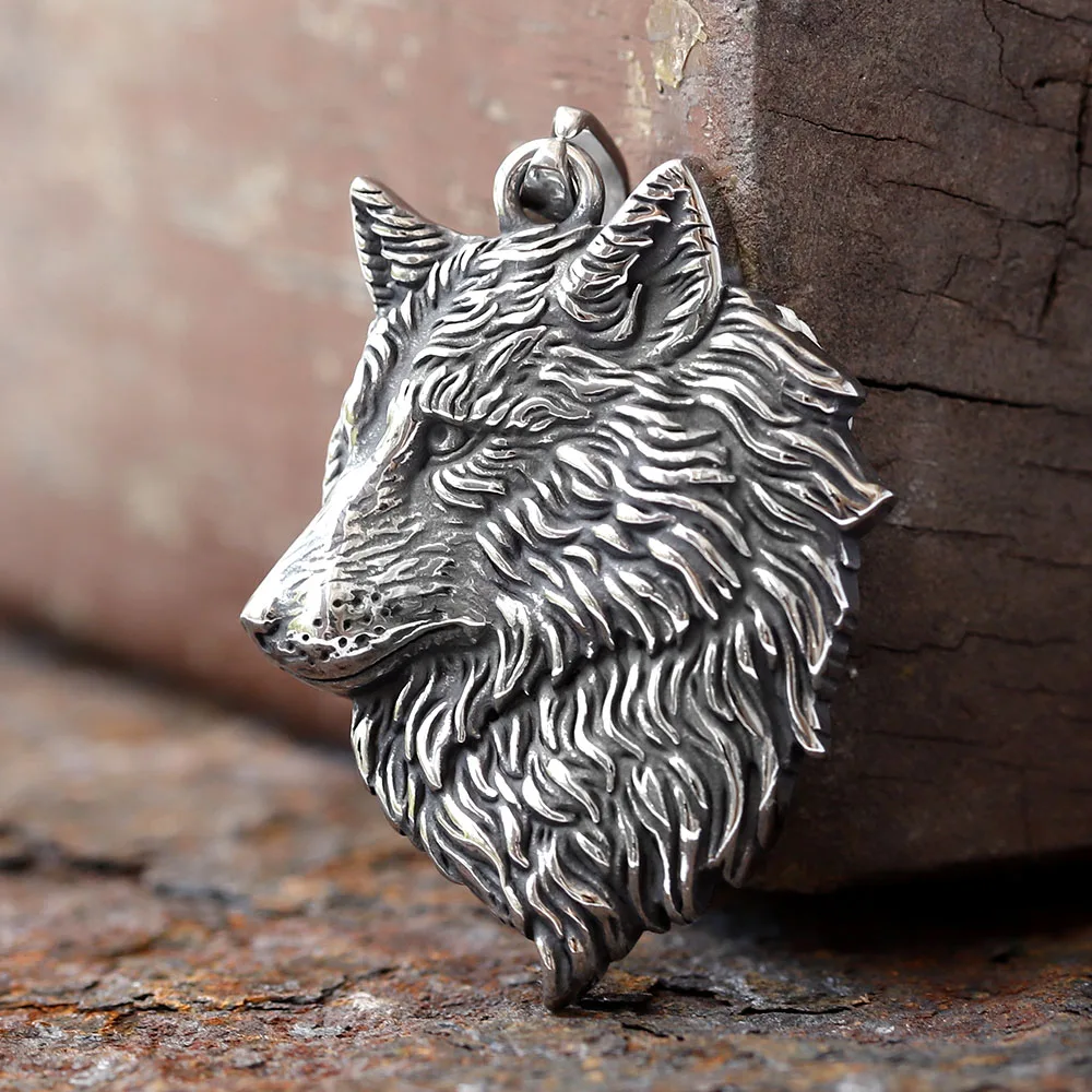 W nowym stylu stal nierdzewna 316L VIKING wisiorek z głową wilka Viking 3D Design celtycki wisiorek zwierzęcy na prezent dla nastolatków
