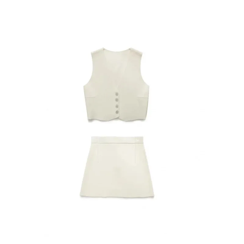 Withered 2026 New Fashionable Temperament Women's Clothing Single Breasted Lapel Knitted Vest Skirt Set