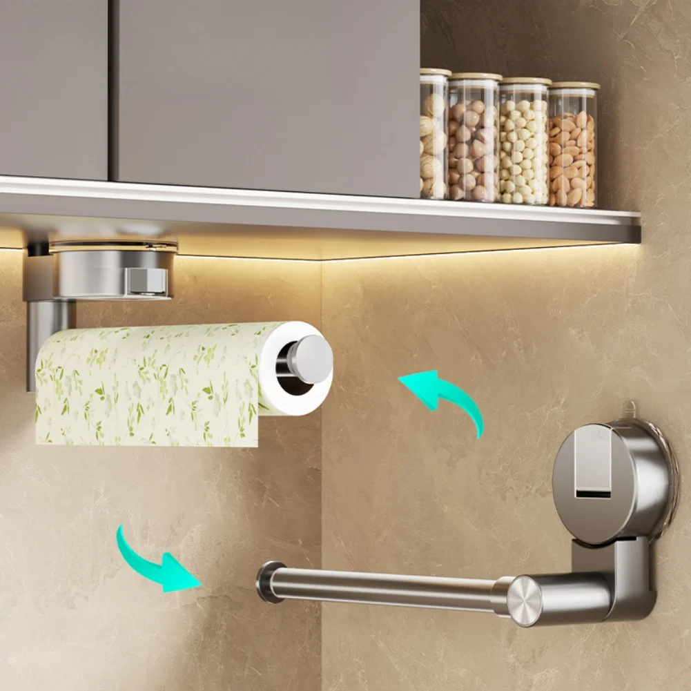Plastic Wrap and Paper Roll Holder with Suction Cup for Kitchen Cabinets No Drill Required Kitchen Storage Solution
