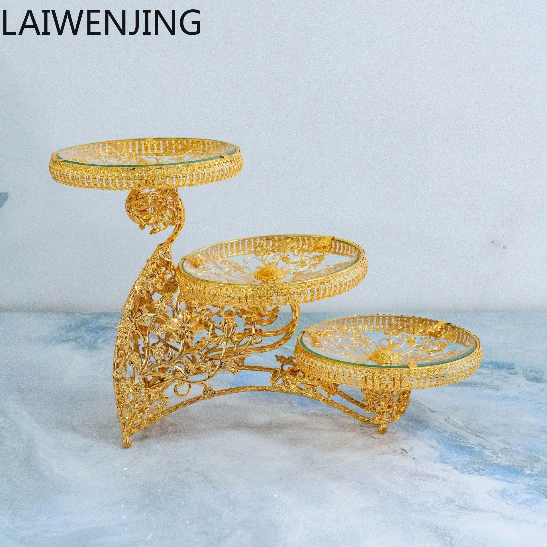 HLZ European-style Light Luxury Minimalist Glass Fruit Plate Multi-layer Afternoon Tea Fruit Plate