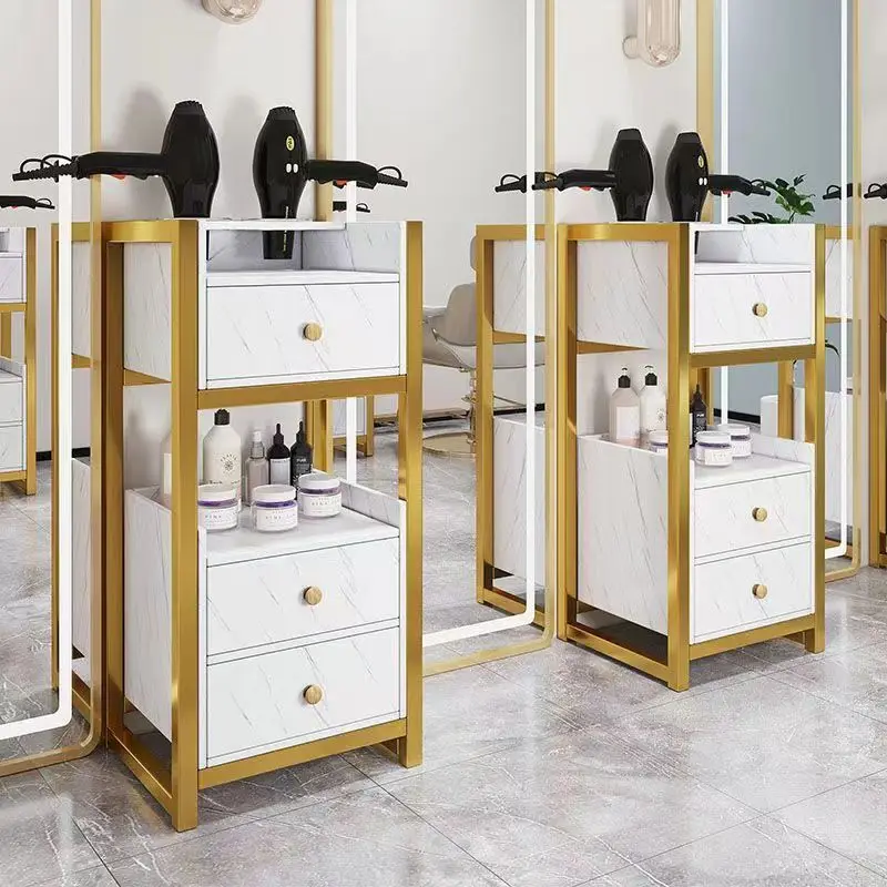 Latest Design Salon Furniture Gold Salon Trolley Removable Beauty Trolley Makeup Storage Trolley