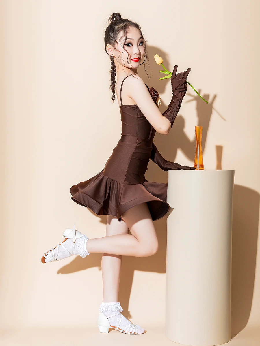 

The new summer Latin dance costume for children, a professional performance practice suit with a high-end feel and a trendy set
