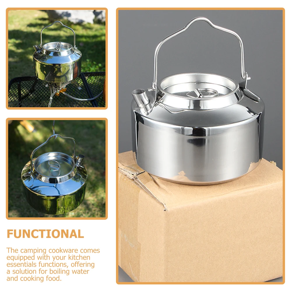 Tetera de acero inoxidable, utensilios de cocina para acampar, estufa al aire libre, té, Picnic, agua, viaje, silbido, sopa hirviendo, fideos, senderismo, pesca